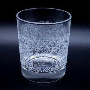 DISARONNO WEARS ETRO  4"  TALL BEVERAGE   GLASS  WHITE LACE LOGO 1 Glass